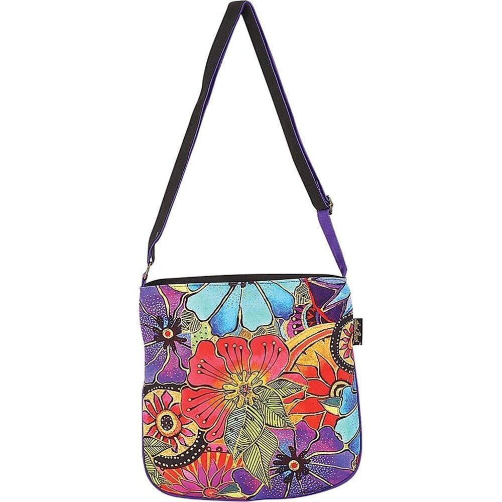 Crossbody Bag Floral Fabric 12X12.5X2 Inches Lightweight Womens